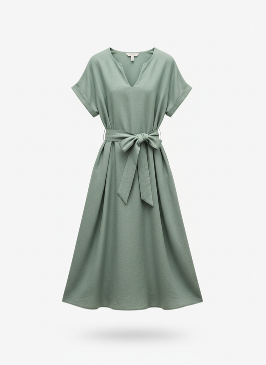 Waist-Tie Midi Dress