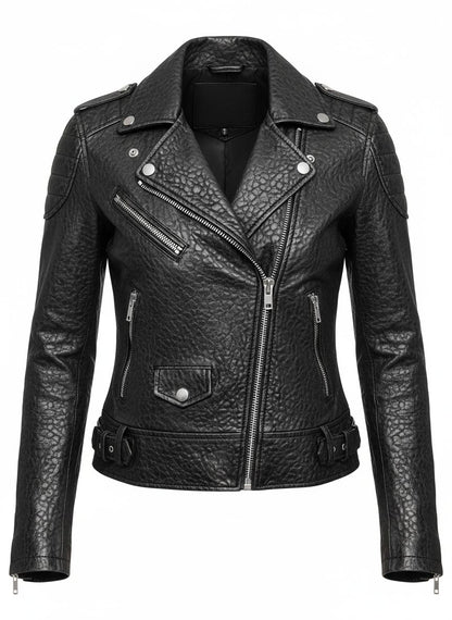 Women's Textured Biker Style Jacket
