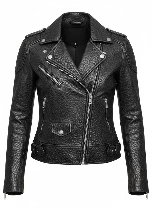 Women's Textured Biker Style Jacket